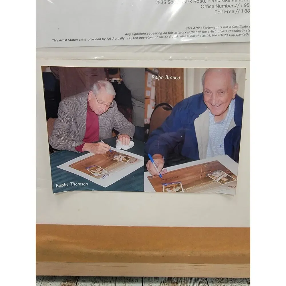 Ralph Branca Bobby Thomson Signed 1951 NL Championship Lithograph Picture COA